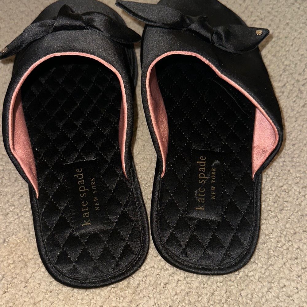 Kate Spade Black Satin Bow Slippers - Picture 5 of 6
